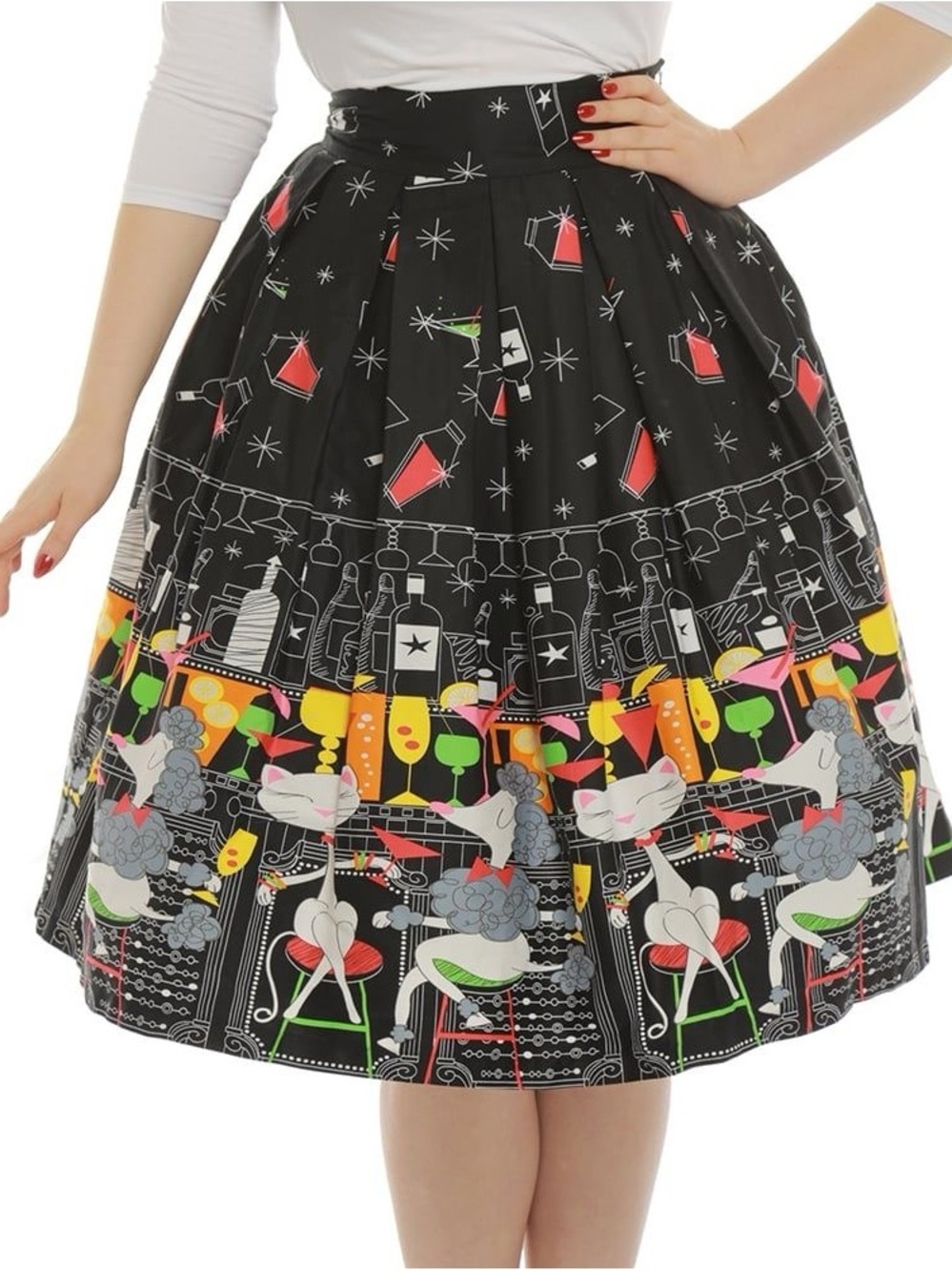 Lindy Bop Marnie Cocktail Bar Dog and Cat retro skirt size 14